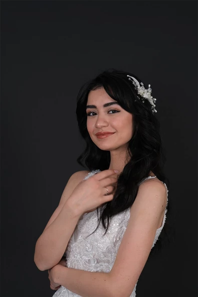 Şeffaf Mira Yaprak Motifli Tarak Toka Gelin Saç Aksesuarı