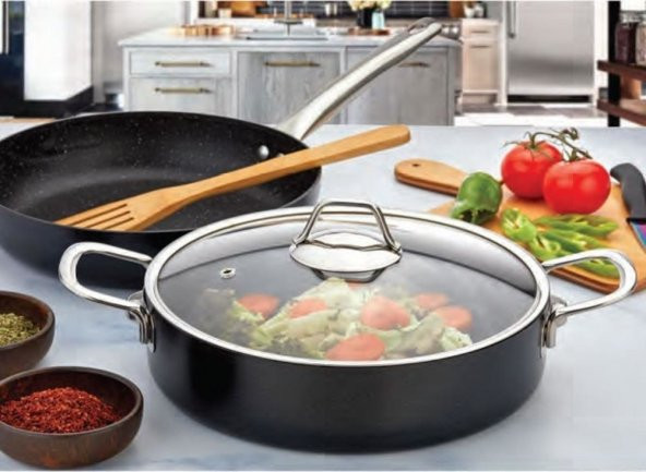 Evimsaray Zest Gusto Granit Basık Tencere 24cm - 2