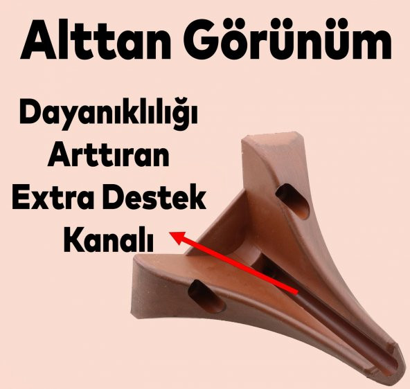 Lüks Mobilya Kanepe Sehpa Puf Koltuk Ayağı 15 cm Kahverengi Ahşap Desenli Baza Ayak - 3