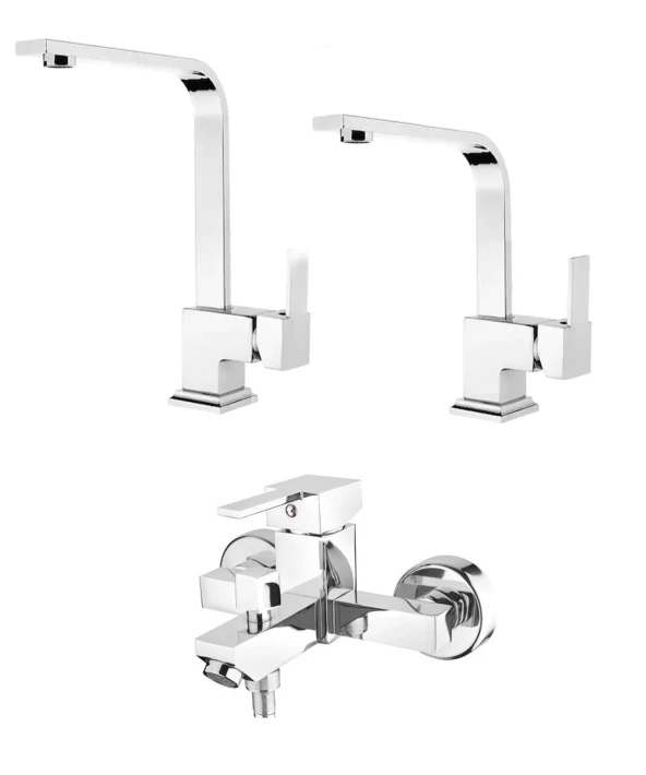 Venita 3lü Kare Batarya Seti Banyo+Evye+Lavabo