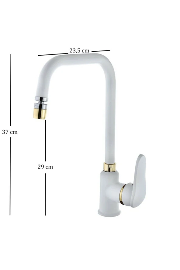 Venita Beyaz Gold Yüksek Gövde Oynar Perlatörlü Mutfak Batarya - 2