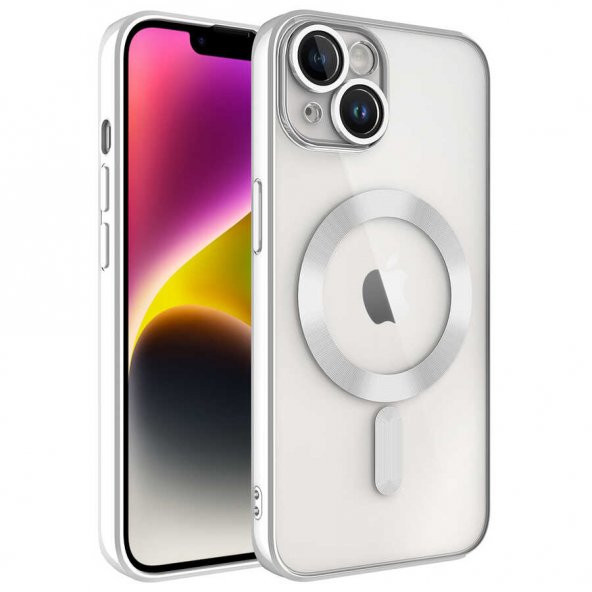 Apple iPhone 13 Kılıf Magsafe Kamera Lensli Korumalı Şeffaf Silikon Kapak