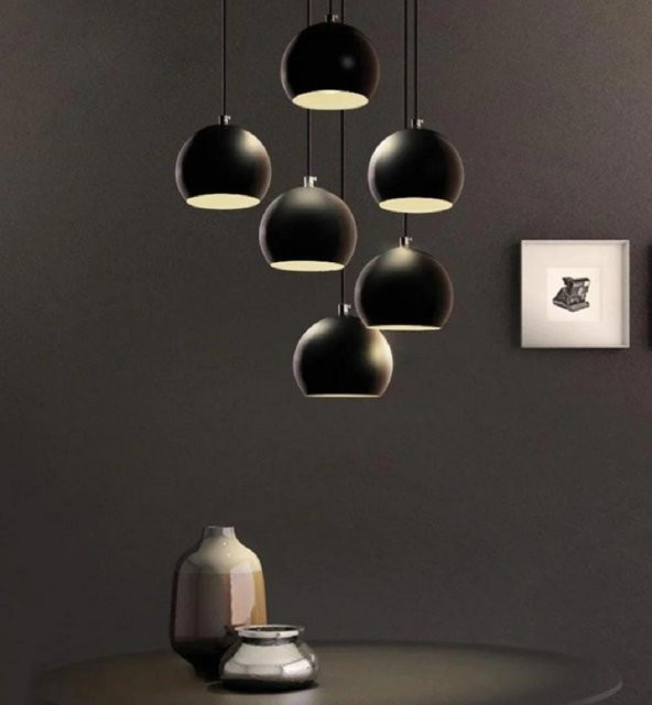 MYLIGHTS RETRO RUSTİK METAL MODERN  ENDUSTRİYEL SARKIT 6 LI KÜRE AVİZE ( EV  İSYERİ VEYA CAFE) ürün görseli