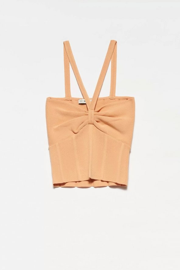 10183 Önü Fiyonklu Askılı Atlet - Şeftali