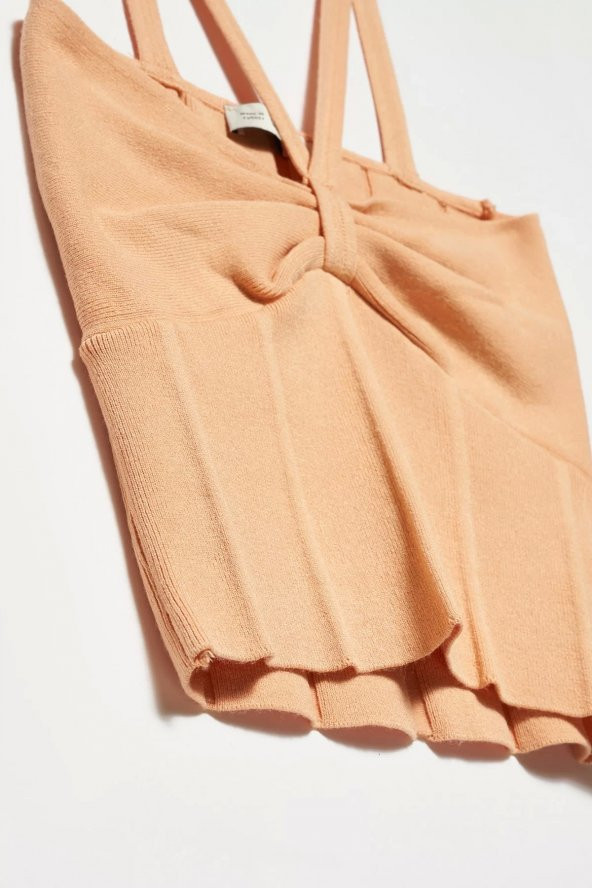 10183 Önü Fiyonklu Askılı Atlet - Şeftali - 3