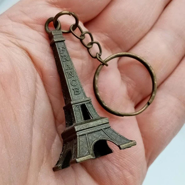 Paris Eyfel Kulesi 3D Metal Anahtarlık Gold Mat - Resim 2