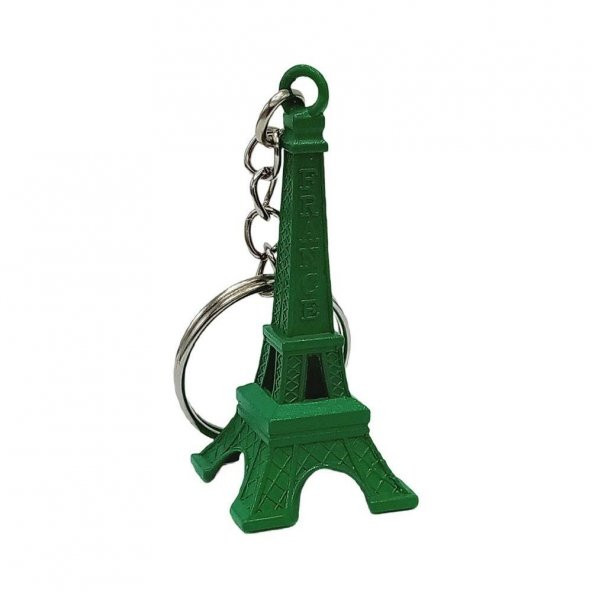 Paris Eyfel Kulesi 3D Metal Anahtarlık Yeşil - Resim 2