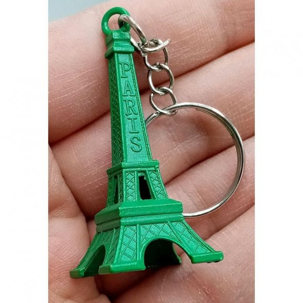 Paris Eyfel Kulesi 3D Metal Anahtarlık Yeşil - Resim 3