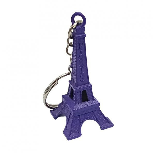 Paris Eyfel Kulesi 3D Metal Anahtarlık Mor