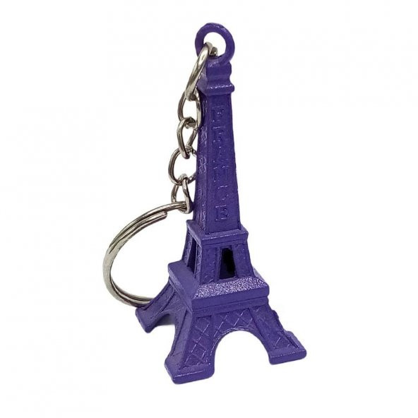 Paris Eyfel Kulesi 3D Metal Anahtarlık Mor - Resim 2