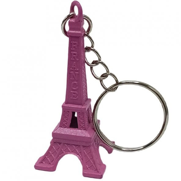 Paris Eyfel Kulesi 3D Metal Anahtarlık Pembe - Resim 2