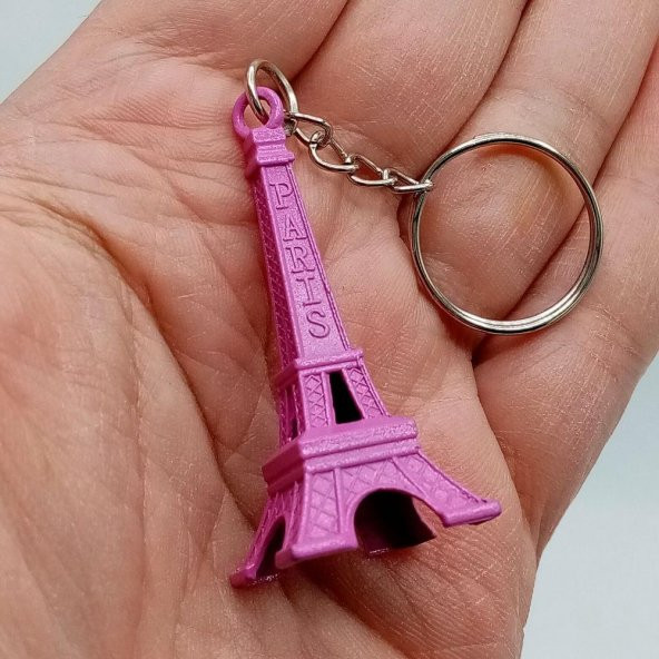 Paris Eyfel Kulesi 3D Metal Anahtarlık Pembe - Resim 4