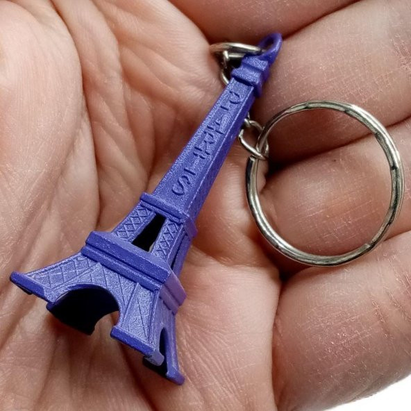 Paris Eyfel Kulesi 3D Metal Anahtarlık Mor - Resim 3