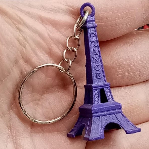 Paris Eyfel Kulesi 3D Metal Anahtarlık Mor - Resim 4