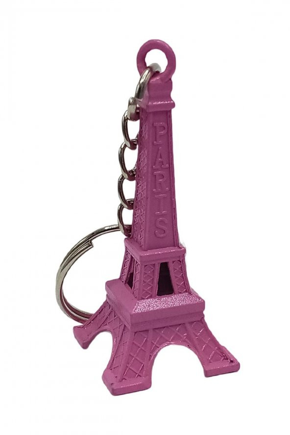 Paris Eyfel Kulesi 3D Metal Anahtarlık Pembe - Resim 5