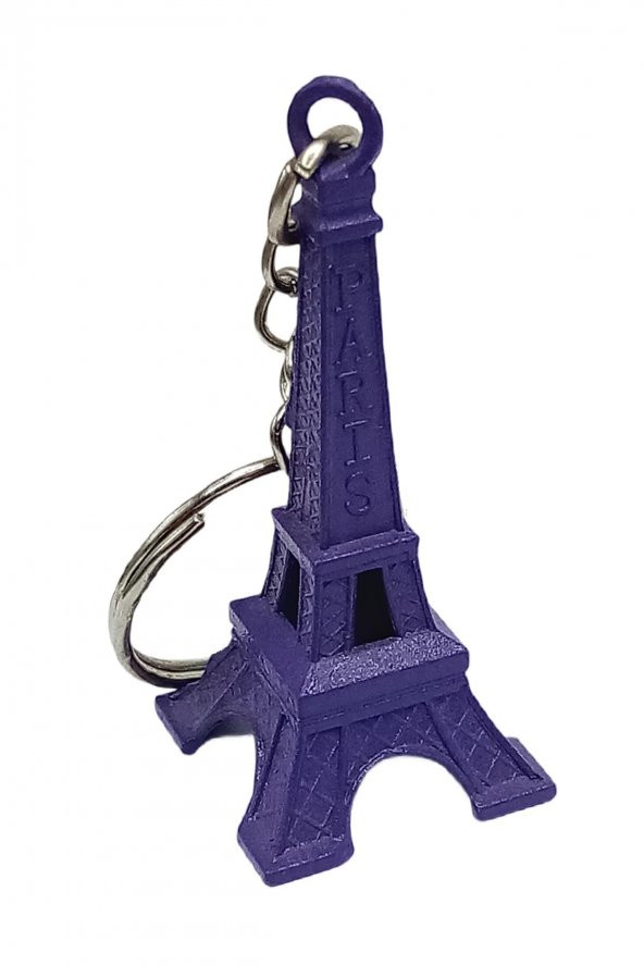 Paris Eyfel Kulesi 3D Metal Anahtarlık Mor - Resim 5