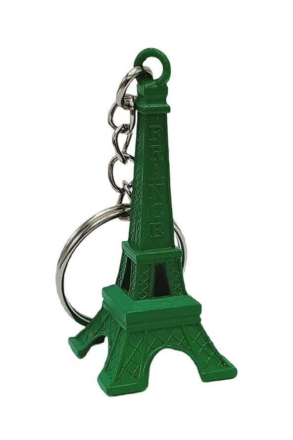 Paris Eyfel Kulesi 3D Metal Anahtarlık Yeşil - Resim 6