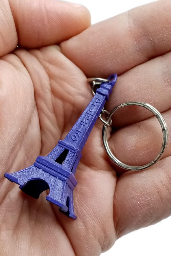 Paris Eyfel Kulesi 3D Metal Anahtarlık Mor - Resim 7
