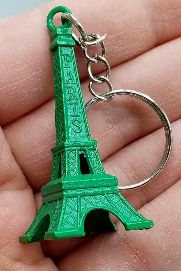 Paris Eyfel Kulesi 3D Metal Anahtarlık Yeşil - Resim 7