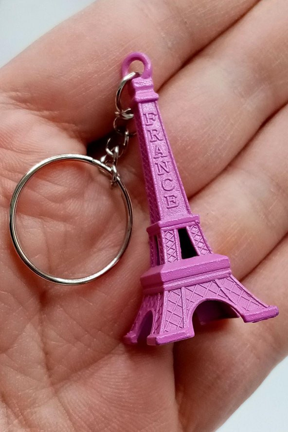 Paris Eyfel Kulesi 3D Metal Anahtarlık Pembe - Resim 8