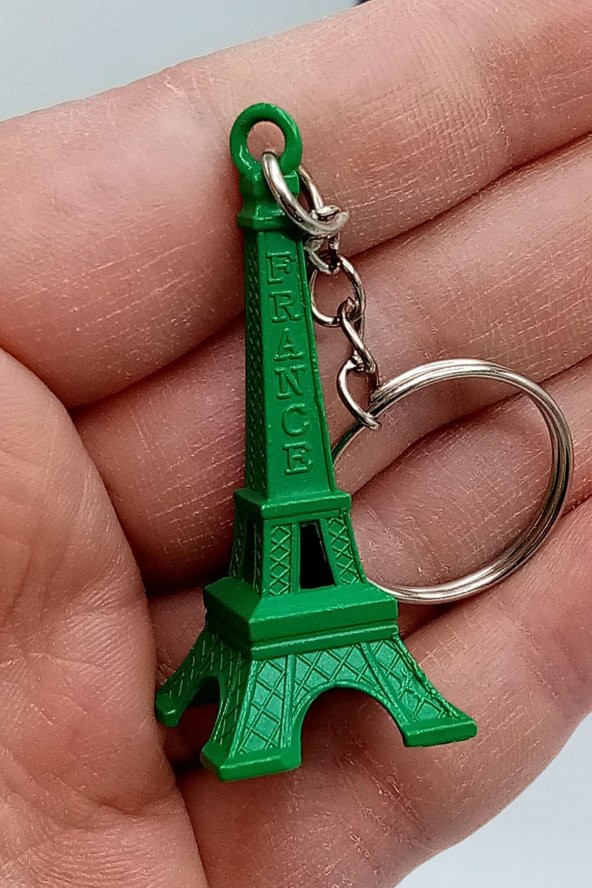 Paris Eyfel Kulesi 3D Metal Anahtarlık Yeşil - Resim 8