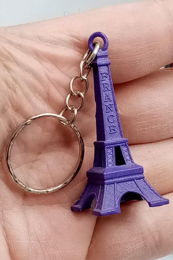 Paris Eyfel Kulesi 3D Metal Anahtarlık Mor - Resim 8