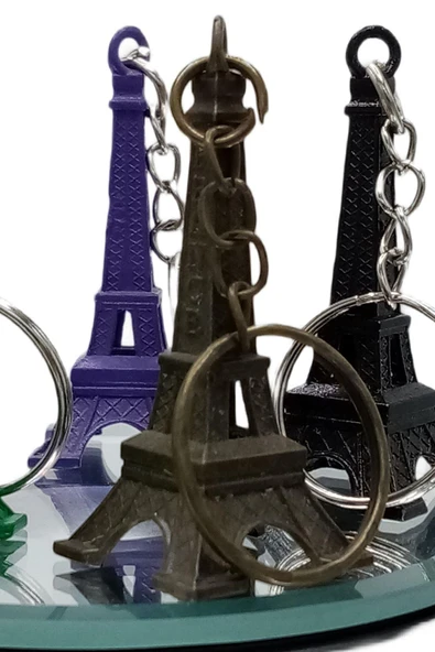 Paris Eyfel Kulesi 3D Metal Anahtarlık Gold Mat - Resim 6