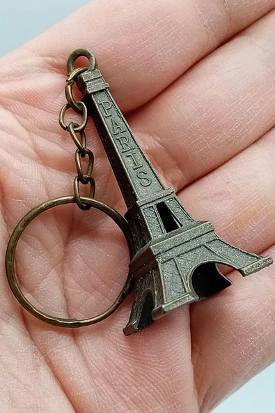 Paris Eyfel Kulesi 3D Metal Anahtarlık Gold Mat - Resim 4