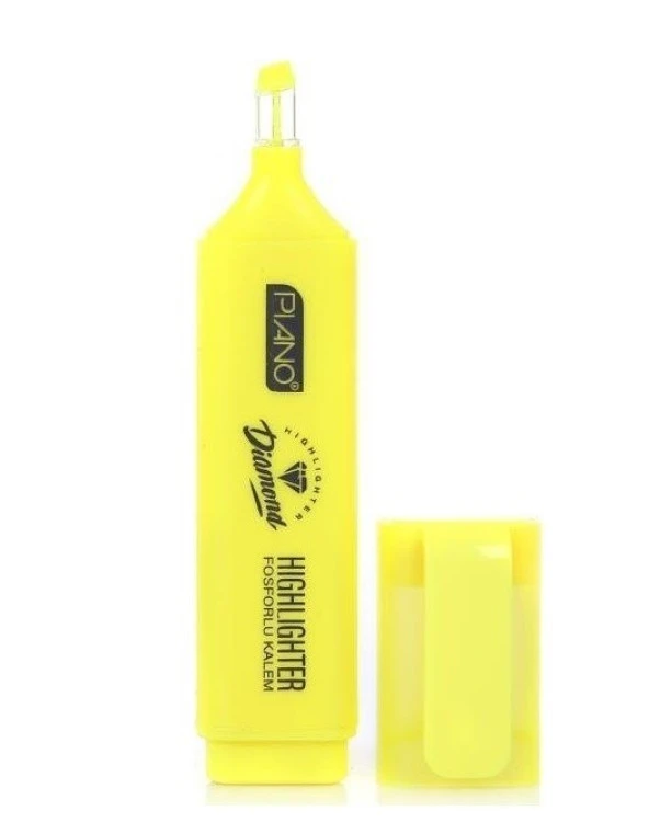 PİANO Neon Sarı Fosforlu Kalem Özel Şeffaf Uçlu