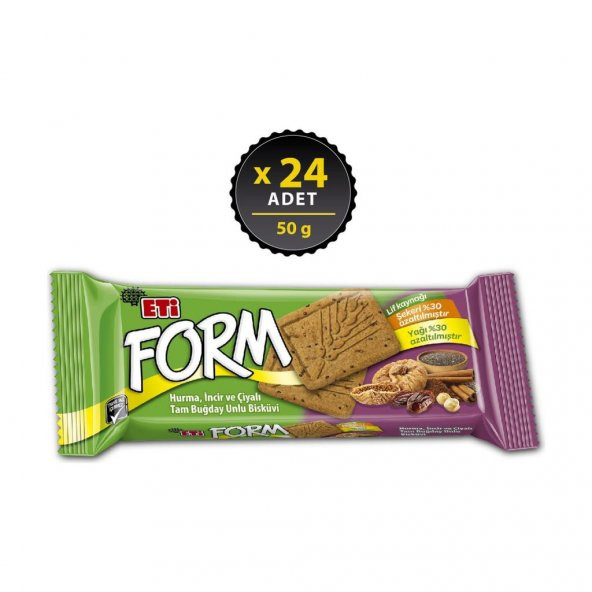 Form Hurma, İncir ve Çiyalı Bisküvi 50 g x 24 Adet