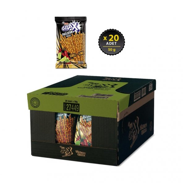 Eti Crax Patlayan Lezzet Chili-Lime Çubuk Kraker 50 g x 20 Adet - 2