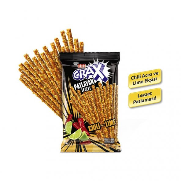 Eti Crax Patlayan Lezzet Chili-Lime Çubuk Kraker 50 g x 20 Adet - 3