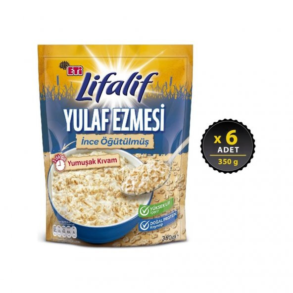 Eti Lifalif İnce Öğütülmüş Yulaf Ezmesi 350 g x 6 Adet
