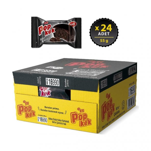 Eti Popkek Bitter Çikolatalı 55 g x 24 Adet - 2