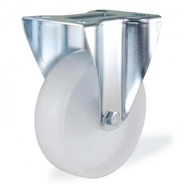Kama Sabit Tablalı 125x40 mm Teker Poliamid Beyaz Burçlu Ağır Yük Tekeri - 3