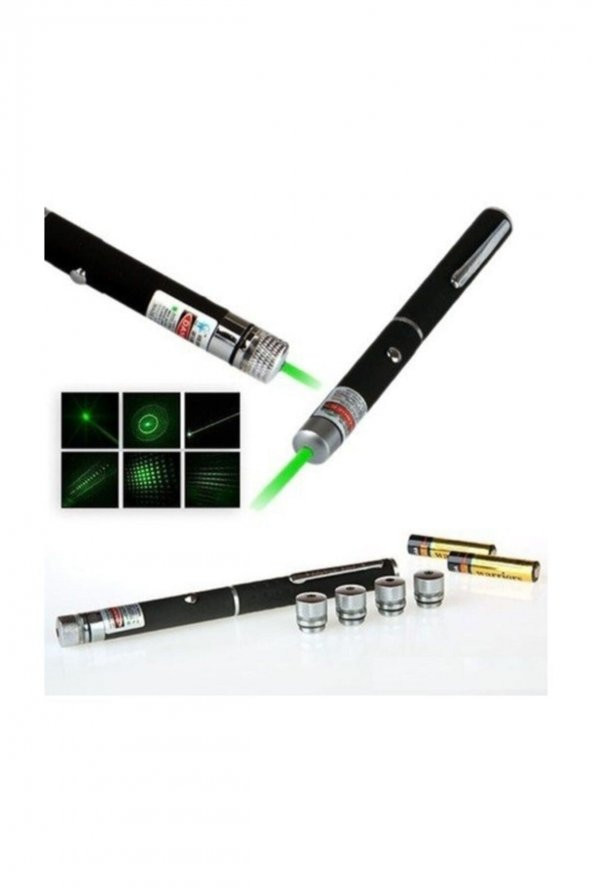 Green Yeşil Kalem Tipi Lazer Pointer 5 Başlıklı Lazer