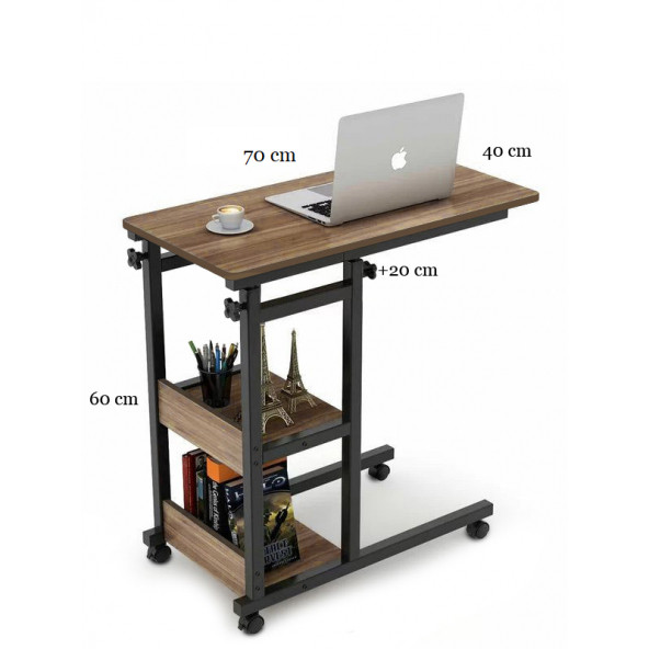 servetavcı Yükseklik Ayarlı Laptop Sehpası ve Çalışma Masası - Antrasit (Tekerli) - 2