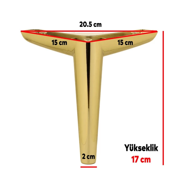 Piko Lüks Mobilya Kanepe Tv Ünitesi Konsol Koltuk Ayağı 17 Cm Gold Altın Baza Ayakları - 3