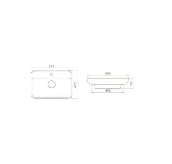 Turkuaz Cerastyle Lal Serisi Tezgah Üstü Çanak Lavabo 60x42 cm - 4