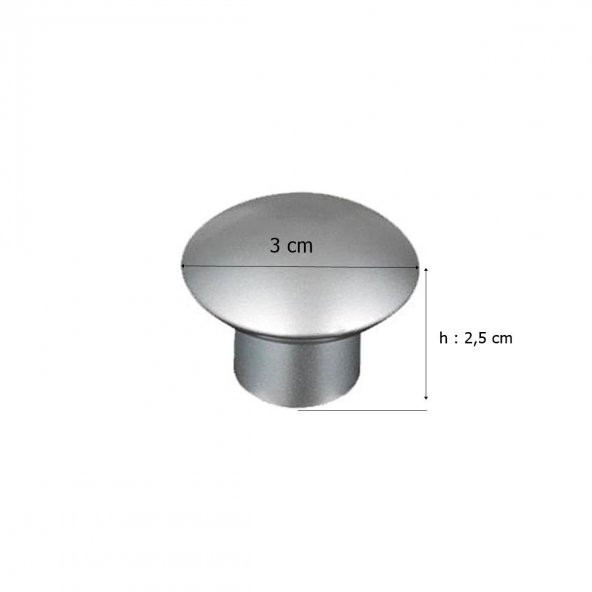 Plastik Mantar Düğme Mobilya Dolap Kulp Tek Vidalı Gümüş - 2