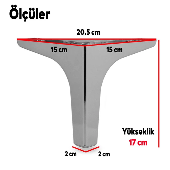 Sedef Lüks Mobilya Kanepe Tv Ünitesi Konsol Koltuk Ayağı 17 Cm Parlak Krom Baza Ayakları - 3
