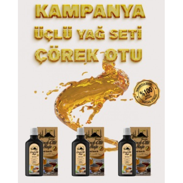 Tarihi SultanAhmet Baharatçısı Saf Çörek Otu Yağı 3x100 Ml (Filtrelenmemiş - Tortulu)