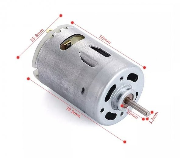 RS540 DC 6-24V (Çap 36mm) Yüksek Torklu Motor - 2
