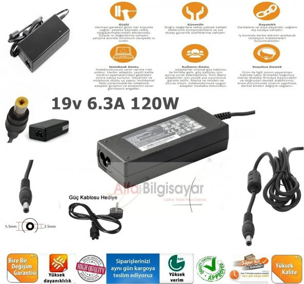 TOSHIBA SATELLITE A200-23W Adaptör, Şarj Cihazı Güçlü Güvenli A+++