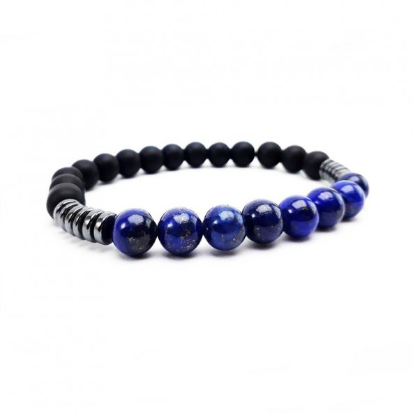 Lapis & Oniks & Hematit Doğal Taş Erkek Bileklik - 2