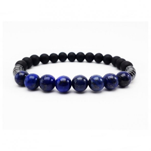 Lapis & Oniks & Hematit Doğal Taş Erkek Bileklik - 3