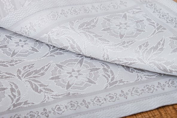 Finezza İris Jakar Polyester Kumaş Bej Amerikan Servis 33x46 cm Gri 4 Ad.-1389 - 6