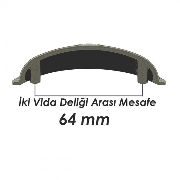 Tas Çanak Mobilya Dolap Kulp Desenli 64 mm Antik Gümüş - 2