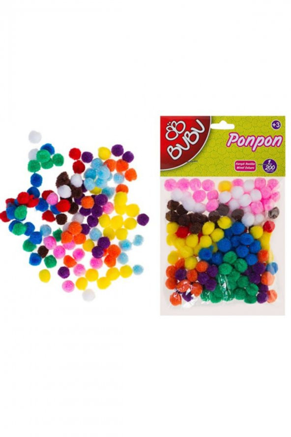 Bu-bu Pon Pon 1 Cm 200 Lü Karma Renk pompom