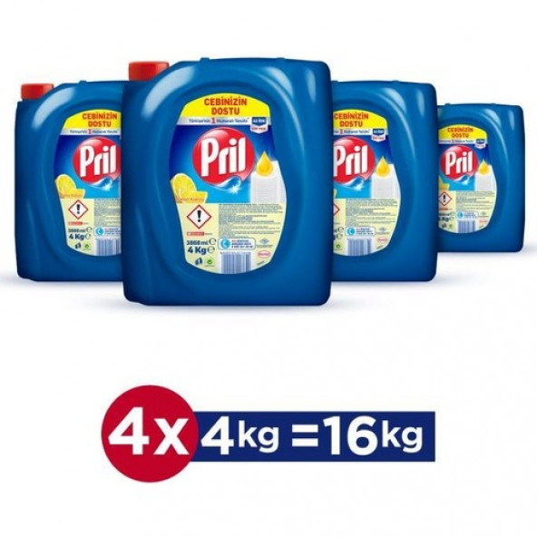 Pril Elde Yıkama Sıvı Bulaşık Deterjanı 4 x 4kg Limon (16kg)